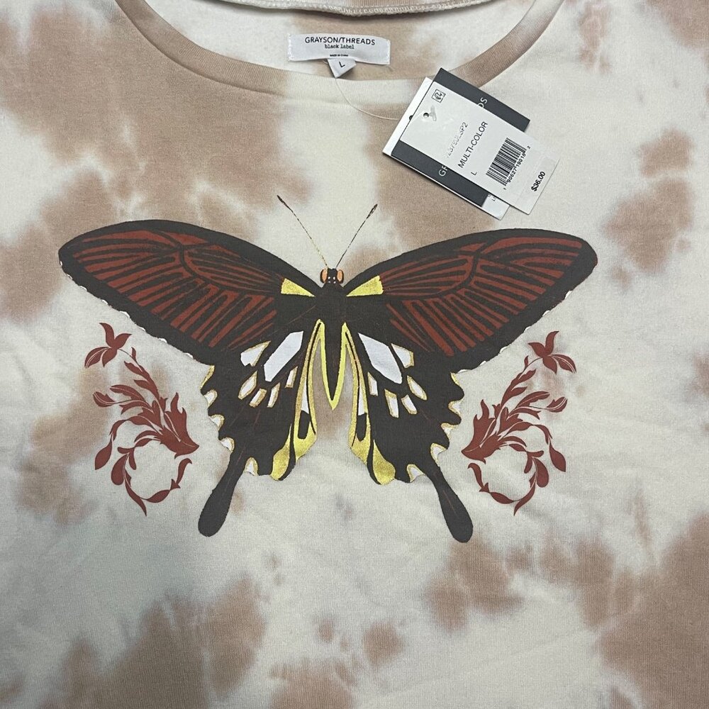 Grayson Threads Butterfly Printed Sweatshirt for Juniors, Size L, New - Picture 5 of 12